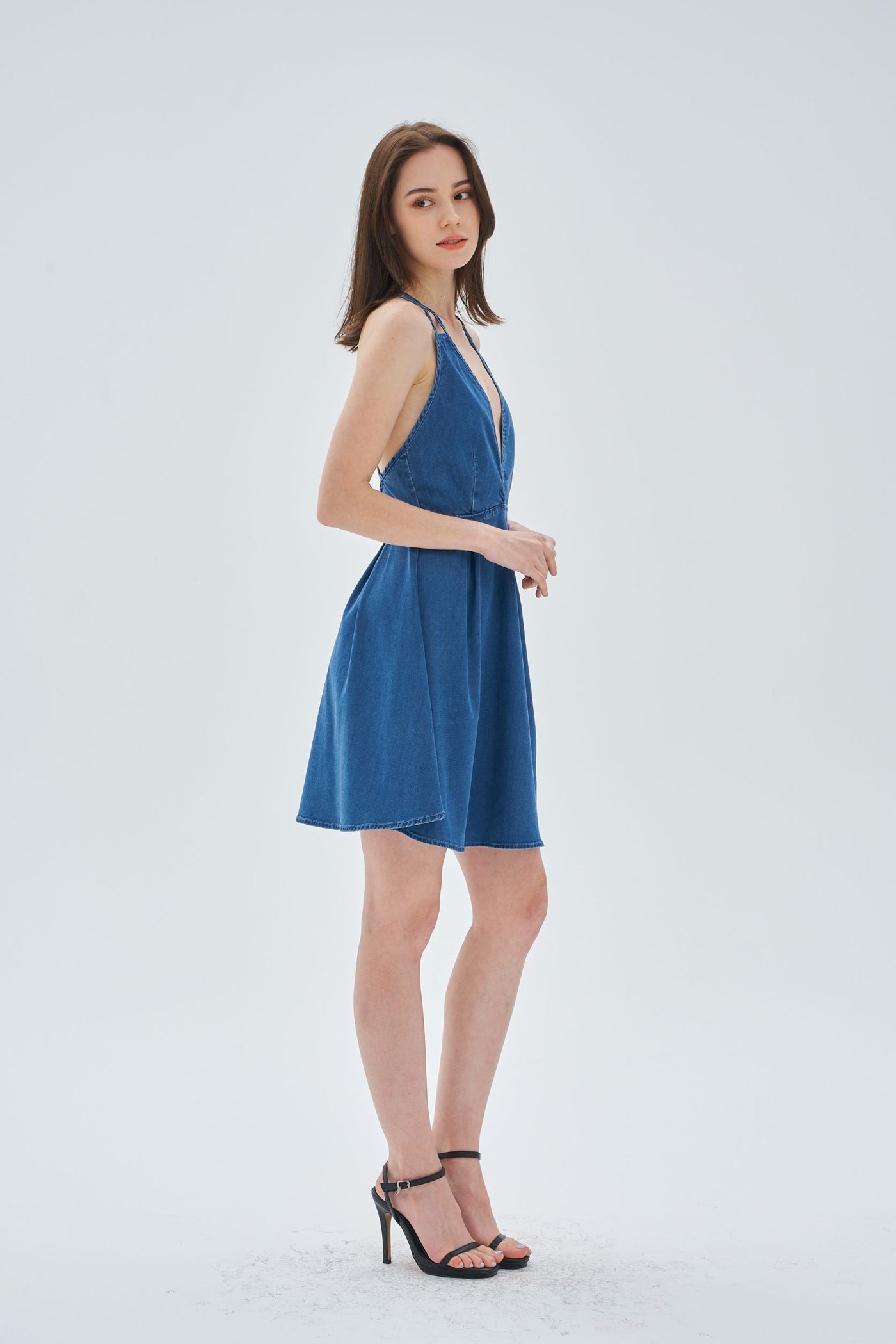 cross back denim dress Sienna Cross Back Denim Dress Medium