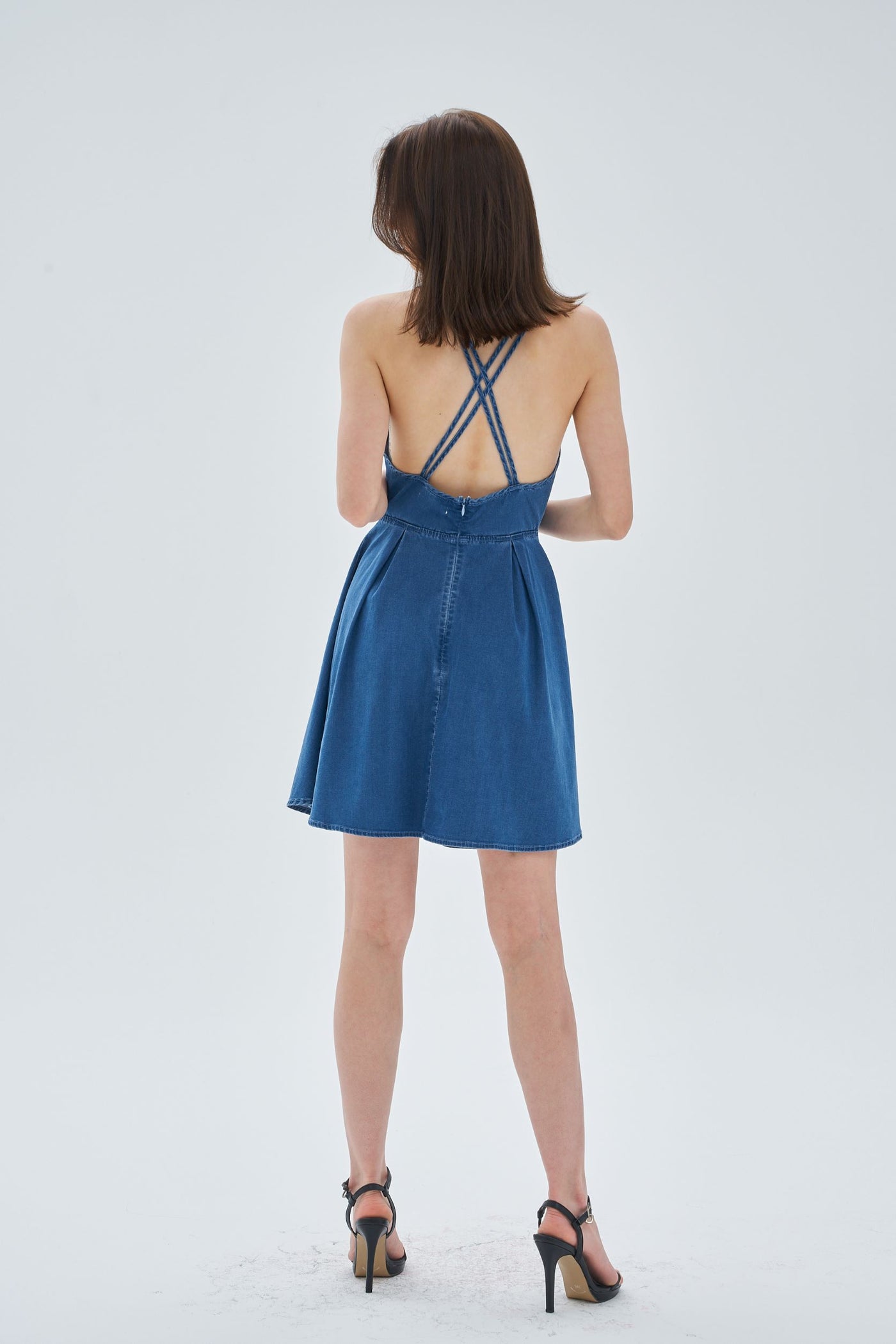 denim cross back dress Lee Cross Back Maxi Slip Dress Frozen In Time (Size M)