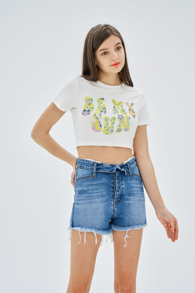 BE MY SUN PRINT CROP T SHIRT