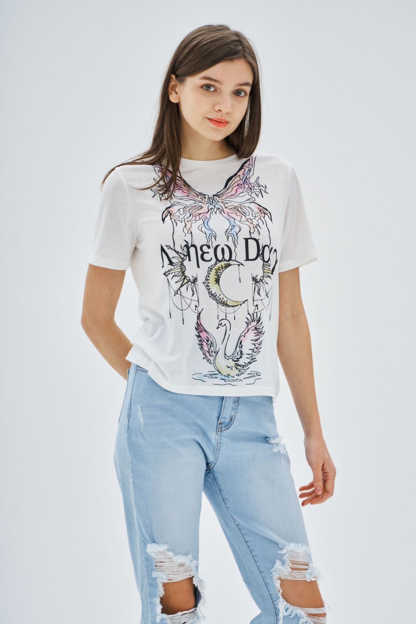 A NEW DAY BUTTERFLY MOON PRINT Tシャツ