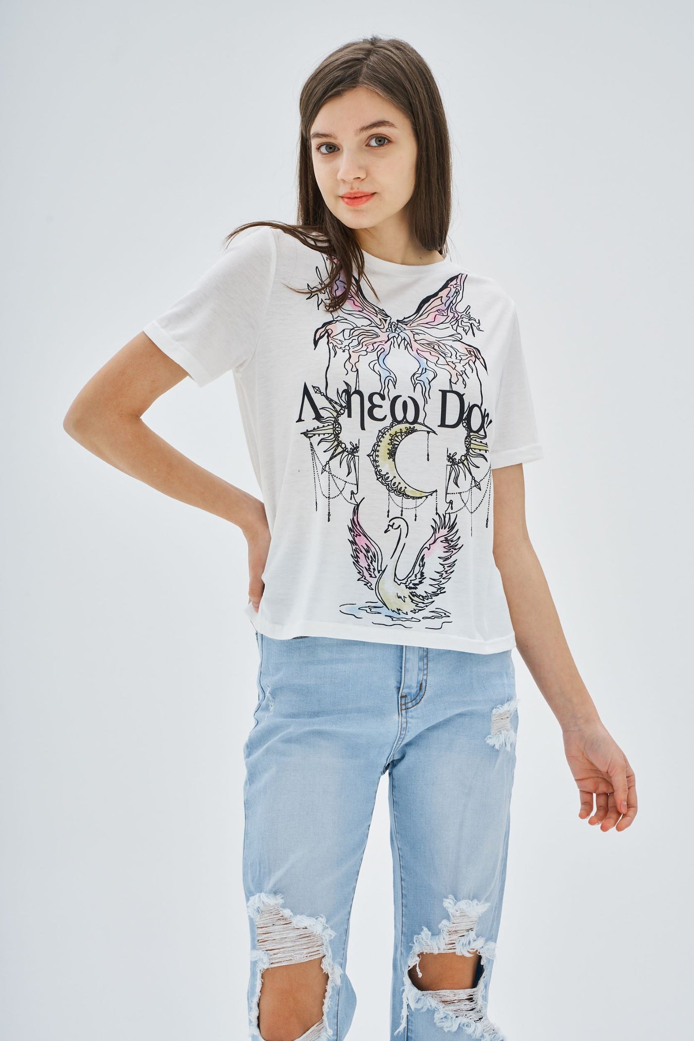 A NEW DAY BUTTERFLY MOON PRINT T SHIRT