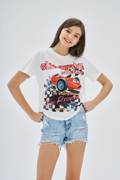 OLD STYLE CAR PRINT T SHIRT