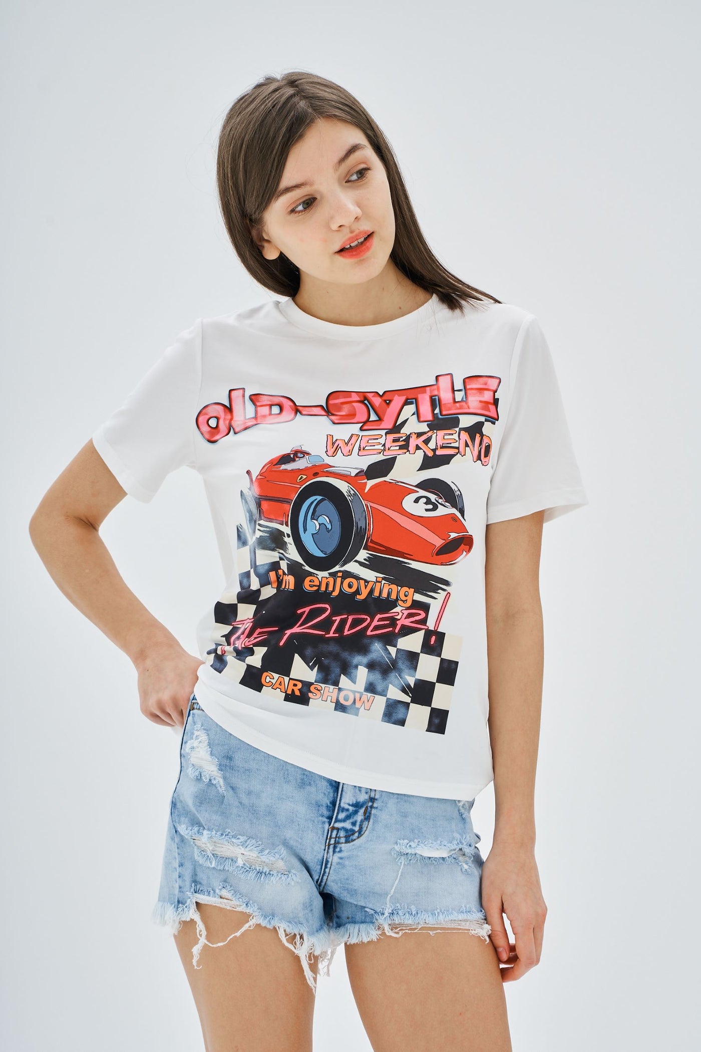 OLD STYLE CAR PRINT T SHIRT