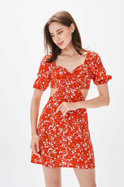 CUT-OUT SWEETHEART RED DRESS