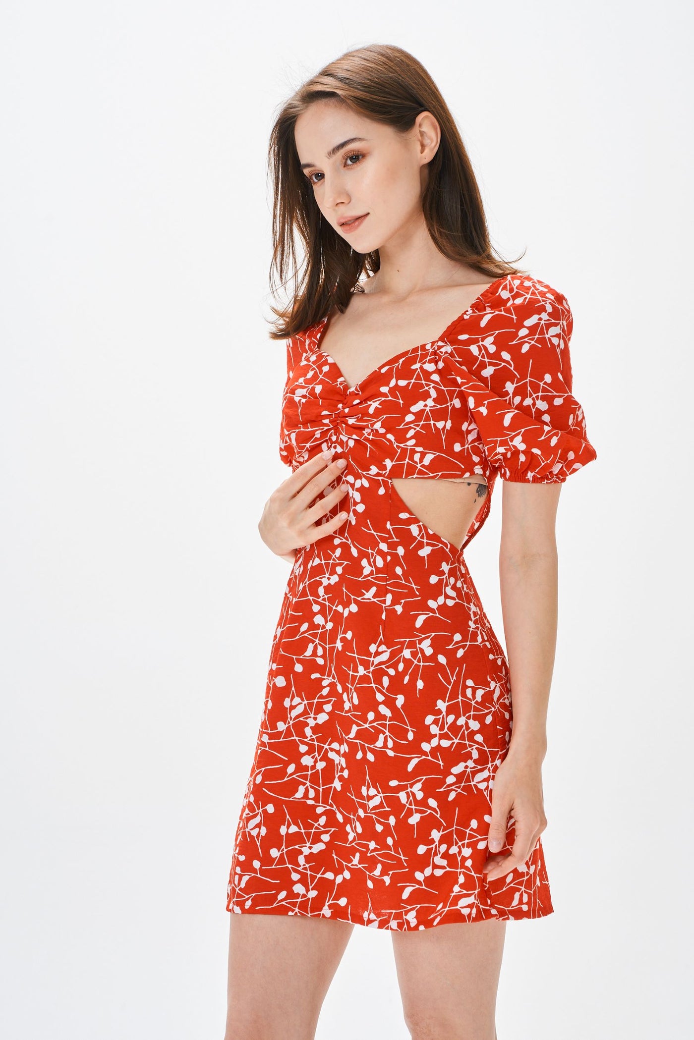 CUT-OUT SWEETHEART RED DRESS