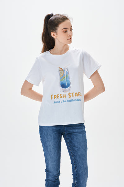프레쉬 스타트 프린트 티셔츠