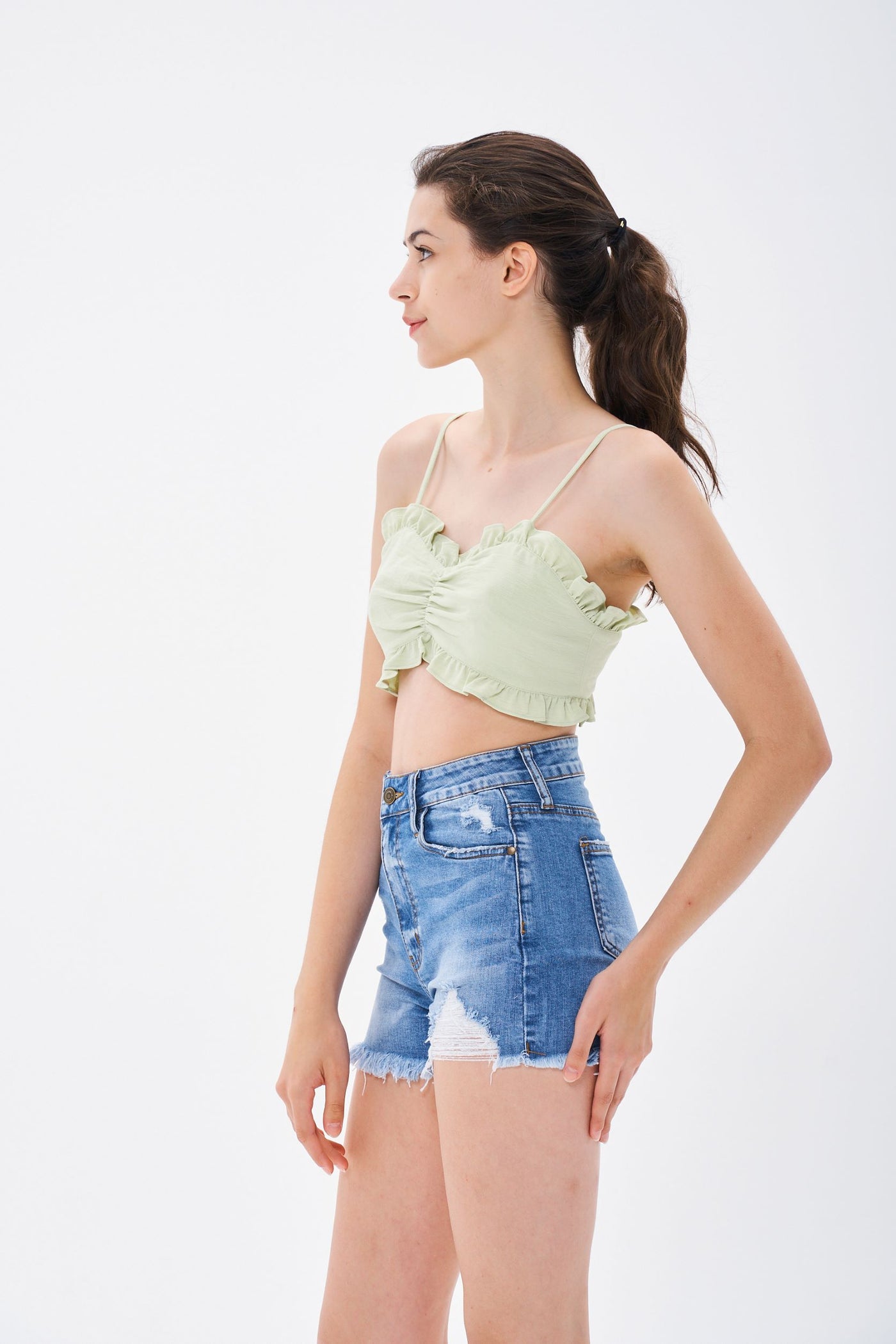 MINT RUCHED CROP TOP