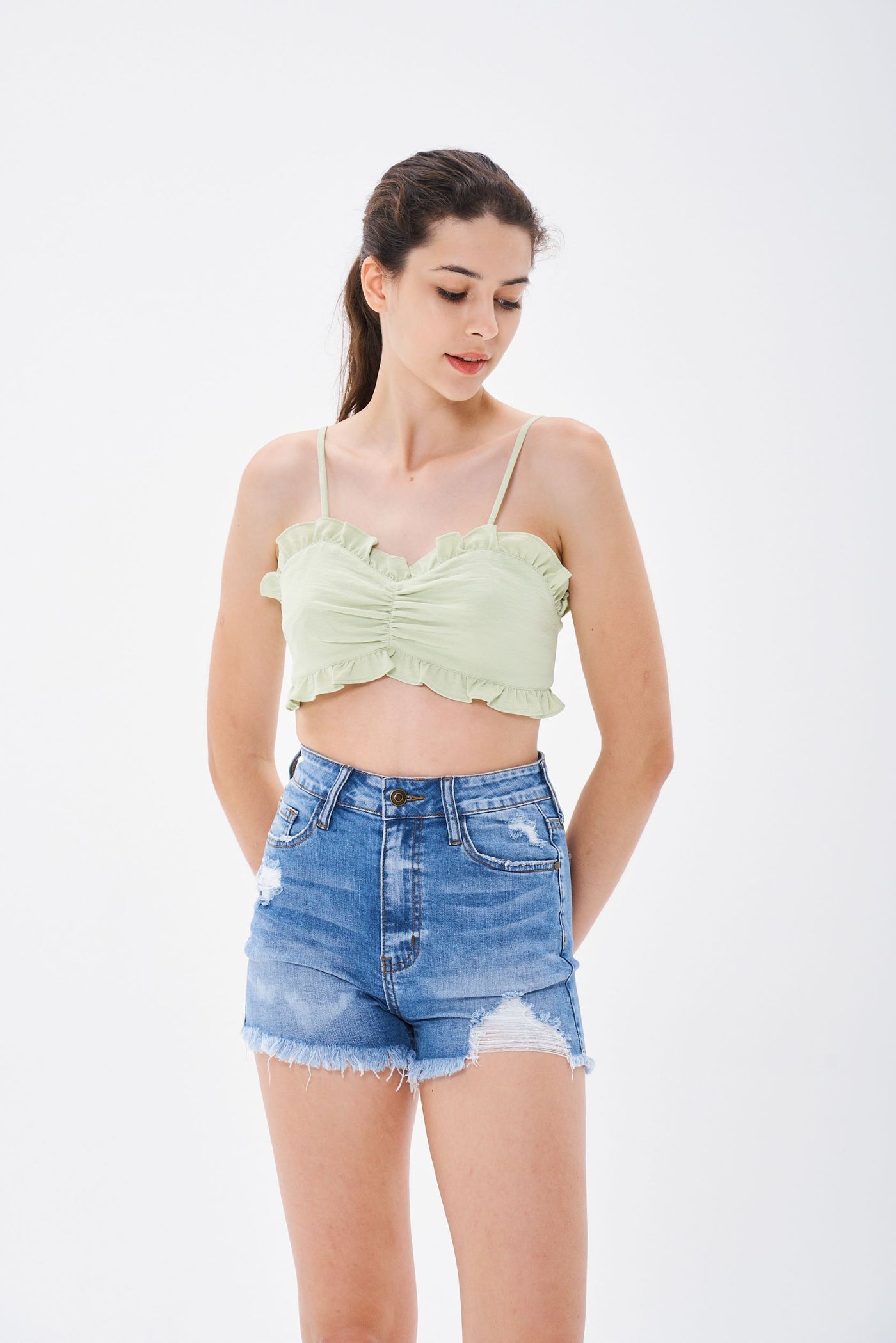 MINT RUCHED CROP TOP