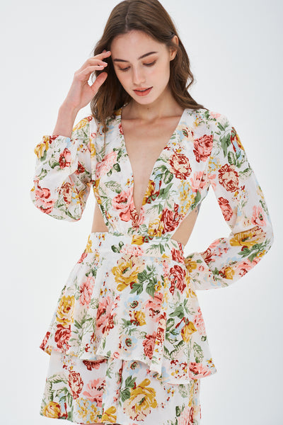 Vestido floral con mangas largas