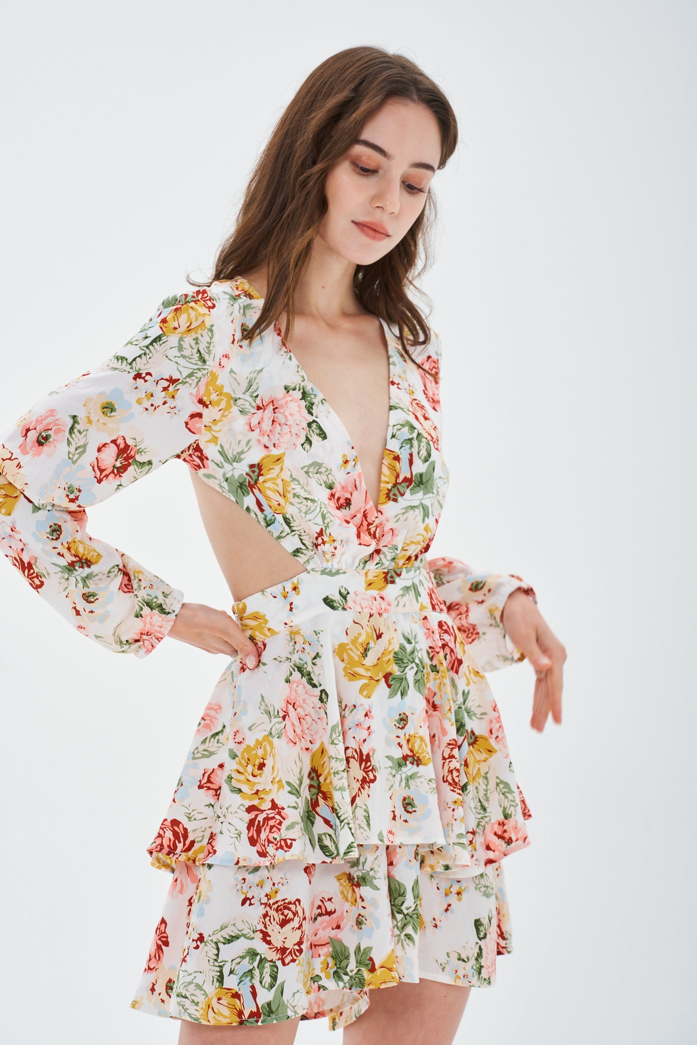 FLORAL DRESS WITH LONG SLEEVE