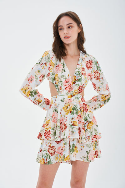 FLORAL DRESS WITH LONG SLEEVE