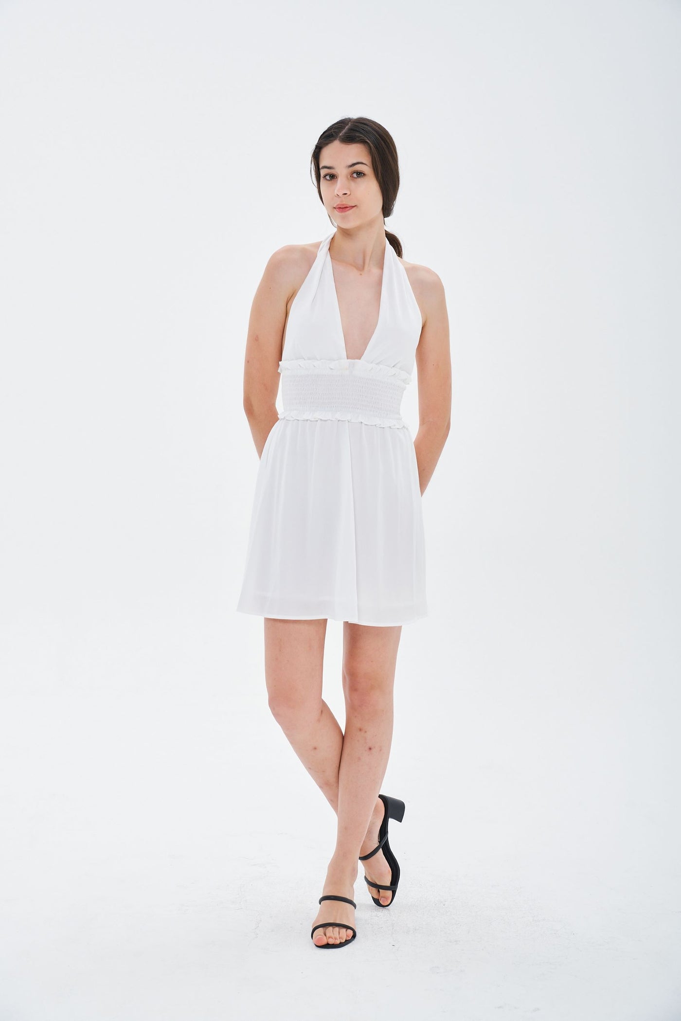 SHIRRED WAIST HALTER DRESS | Trend Styles SHIRRED WAIST HALTER DRESS | Trend Styles