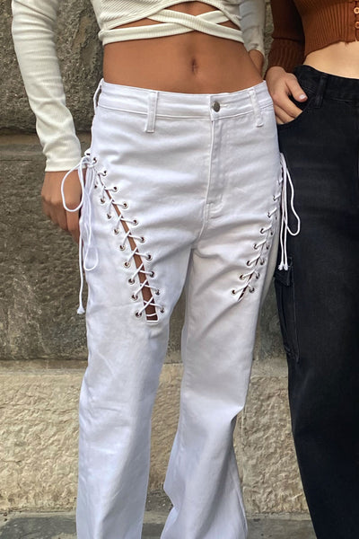 Laced up jeans